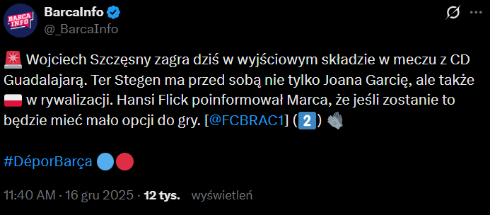 HANSI FLICK WYBRAŁ BRAMKARZA NA DZISIEJSZY MECZ!